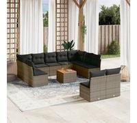 Salon de jardin modulable Vidaxl resine tressee gris 12 pieces 11 personnes Gris G