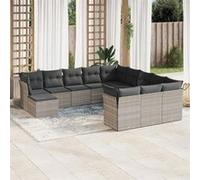 Vidaxl Salon De Jardin Avec Coussins 12 Pcs Gris Clair Résine Tressée