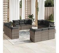 Vidaxl Salon De Jardin Avec Coussins 12 Pcs Gris Résine Tressée