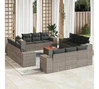 Salon de jardin modulable Vidaxl resine tressee gris 13 pieces x 83 x 69 12 personnes Gris G