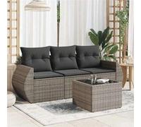 Vidaxl Salon De Jardin 4 Pcs Avec Coussins Gris Résine Tressée