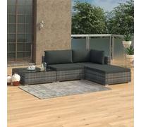Salon de jardin modulable Vidaxl resine tressee gris 4 pieces x 70 x 52.5 3 personnes gris G