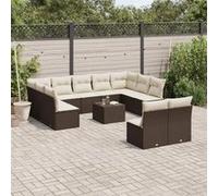 Salon de jardin modulable Vidaxl resine tressee marron 12 pieces 11 personnes Marron G