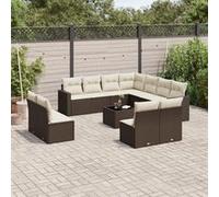 Salon de jardin modulable Vidaxl resine tressee marron 12 pieces 65.5 x 62 x 37 11 personnes Marron G