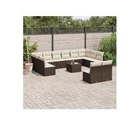 Vidaxl Salon De Jardin Avec Coussins 13 Pcs Marron Résine Tressée