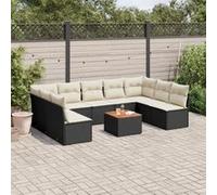 Vidaxl Salon De Jardin 10 Pcs Avec Coussins Noir Résine Tressée