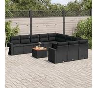 Vidaxl Salon De Jardin 12 Pcs Avec Coussins Noir Résine Tressée