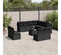 Salon de jardin modulable resine tressee noir 12 pieces x 110 x 69 11 personnes