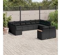 Vidaxl Salon De Jardin 12 Pcs Avec Coussins Noir Résine Tressée