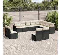 Salon de jardin modulable Vidaxl resine tressee noir 2 pieces 12 personnes Noir G