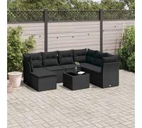 Salon de jardin modulable Vidaxl resine tressee noir 8 pieces x 234 x 69 7 personnes noir G