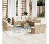 Salon de jardin modulable VIDAXL rotin beige 12 pieces x 110 x 69 Beige G