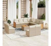 Vidaxl Salon De Jardin Avec Coussins 12 Pcs Beige Résine Tressée