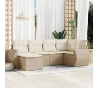 vidaXL Salon de jardin 6 pcs avec coussins – Résine tressée beige