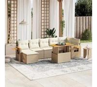 Salon de jardin modulable rotin beige 2 pieces 7 personnes
