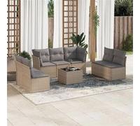 vidaXL Ensemble de jardin canapé 8 pièces avec coussins Beige Poly Rattan