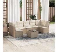 vidaXL Ensemble de jardin canapé 8 pièces avec coussins Beige Poly Rattan