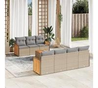 Vidaxl Salon De Jardin Avec Coussins 8 Pcs Beige Résine Tressée