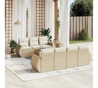 Salon de jardin modulable Vidaxl rotin beige 8 pieces x 70 x 69 7 personnes Beige