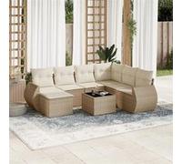 vidaXL Ensemble de jardin canapé 8 pièces avec coussins Beige Poly Rattan