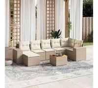Salon de jardin modulable VIDAXL rotin beige 8 pieces x 83 x 69 7 personnes Beige