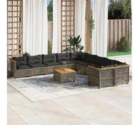 Salon de jardin modulable Vidaxl rotin gris 11 pieces 63.5 x 63.5 x 36 Gris G