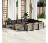 Salon de jardin modulable vidaxl rotin gris 2 personnes x 63.5 x 36 cm 11 pieces Gris
