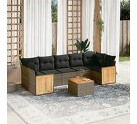 vidaXL Ensemble de jardin canapé 8 pièces avec coussins Gris Poly rotin