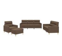Vidaxl Ensemble De Canapés 4 Pcs Avec Coussins Marron Tissu Marron