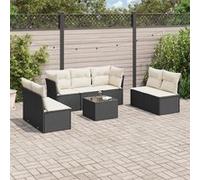 vidaXL Ensemble de jardin canapé 8 pièces avec coussins noir poly rotin