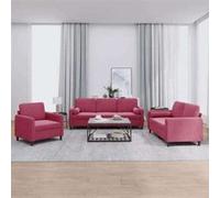 Salon de jardin modulable Vidaxl rotin rouge 3 pieces Rouge G
