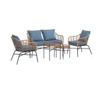 Salon de jardin MOOREA en métal et résine tressée - bleu - 4 places