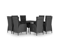 Salon de jardin noir 9 pieces resine tressee 120.0 x 120 x 75 cm