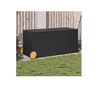 vidaXL Boîte de rangement de jardin Résine tressée 100x50x50 cm 283 L avec roues Noir