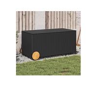 vidaXL Boîte de rangement de jardin 190 L – résine tressée noire, roues