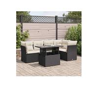 Salon de jardin noir resine tressee 6 pieces x 53.0 x 55.0 cm 5 personnes