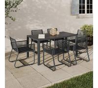 Salon De Jardin Odessa Table 150 Cm Et 6 Fauteuils Cordage Gris Anthracite