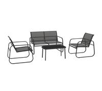 Salon de jardin - Outsunny - 4 pièces avec 2 fauteuils 1 canapé 2 places et table basse - acier et textilène - 111x70x75cm - noir