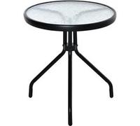 Outsunny Table Bistro de Jardin Table Basse Ronde avec Plateau Verre trempé métal époxy Ø 50 x 55H cm Noir