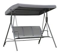 Outsunny Balancelle de jardin 3 places Grand Confort – Toit inclinable, Acier textilène Gris