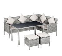 salon de jardin Outsunny Résine 194x142x75cm Gris