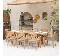 Salon de jardin padar 180 240cm 8pl. Acacia coussin sable