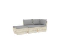 Salon de jardin palette 3 pcs avec coussins Epicéa imprégné