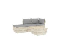 Salon de jardin palette 4 pcs avec coussins Epicéa imprégné