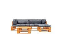 Bois Salon de Jardin Palette 4 pcs et Coussins Gris Meuble Mobilier vidaXL