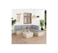 Salon de jardin palette 6 pcs avec coussins Epicéa imprégné