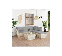 Salon de jardin palette 6 pcs avec coussins Epicéa imprégné