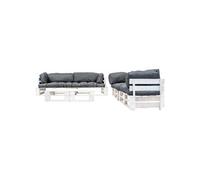 Vidaxl Salon De Jardin Palette 6 Pcs Avec Coussins Gris Bois