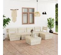 Salon de jardin palette 6 pcs Bois d épicéa imprégné G