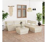 Salon de jardin palette 6 pcs Bois d épicéa imprégné G